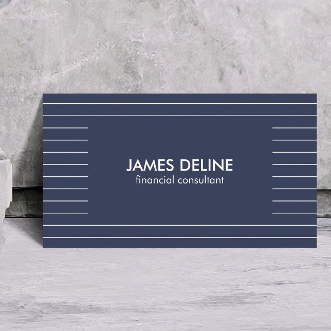 Simple Lined Blue Financial Consultant Business Card (Creator Uploaded)