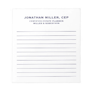 Simple Lined Name Title Company Notepad