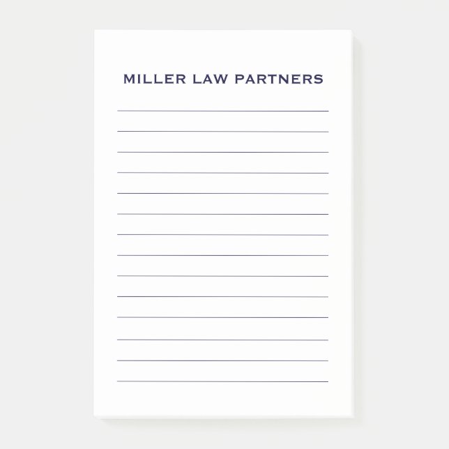 Simple Lined Personalised Business Post-it Notes (Front)