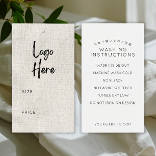 Simple Linen Logo Price Washing Instructions Tag