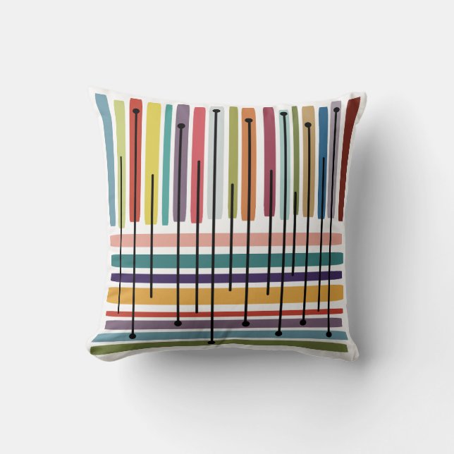 Simple Lines Abstract Art Colourful Cushion (Front)