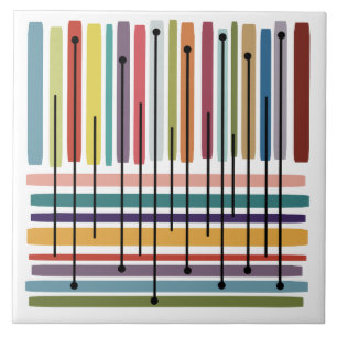 Simple Lines Abstract Art Colourful Tile