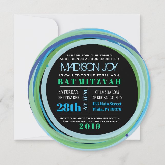 SIMPLE LINES Bat Bar Mitzvah Invitation (Front)