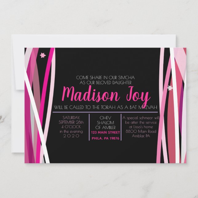 SIMPLE LINES BAT MITZVAH Invitation (Front)