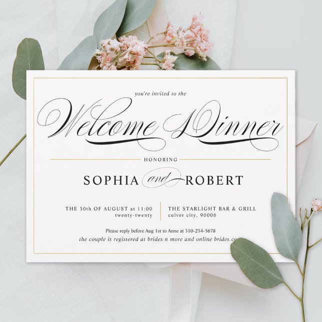 Simple Lines Calligraphy Elegant Welcome Dinner Invitation (Creator Uploaded)