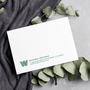 Simple Lines Monogram Initial Name HUNTER GREEN Card