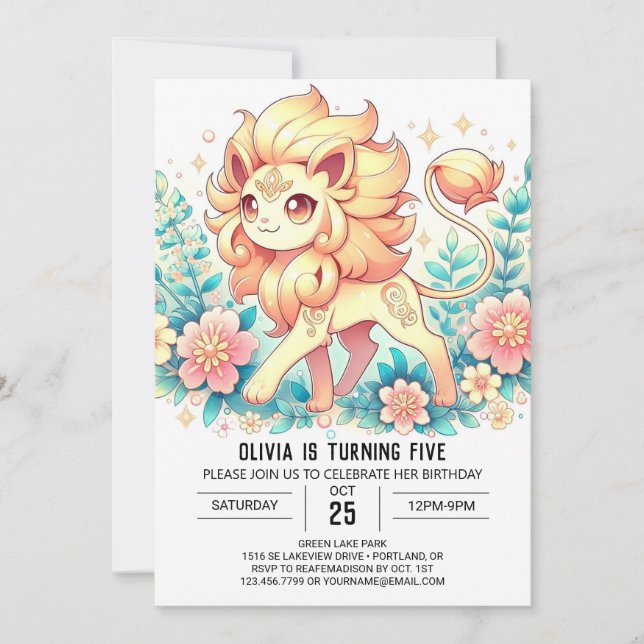 Simple Lion Digital Birthday Invitation (Front)