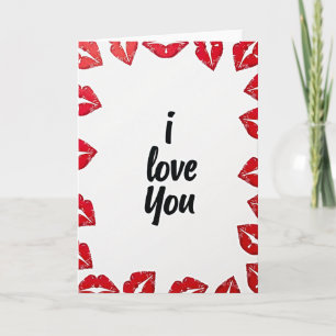 Simple Lip Print Glossy I Love You Card