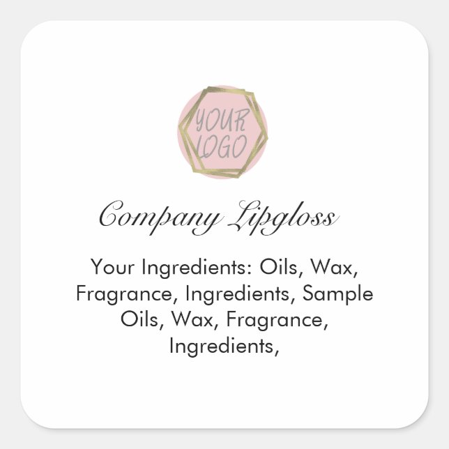 Simple Lipgloss Ingredients Branding Company Square Sticker (Front)