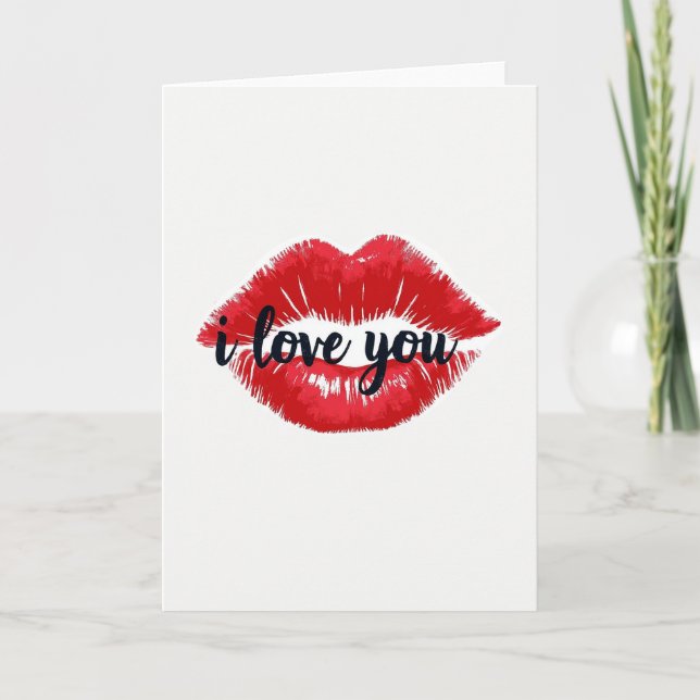 Simple Lips Kiss I Love You Card (Front)