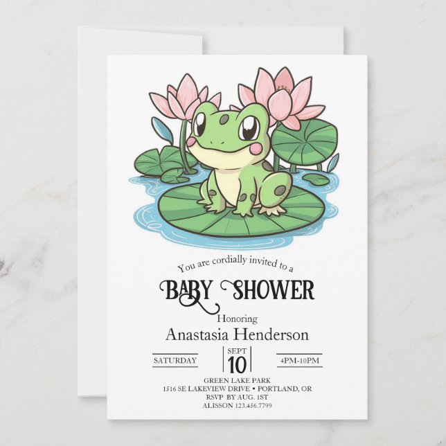 Simple Little Frog Baby Shower Invitation (Front)