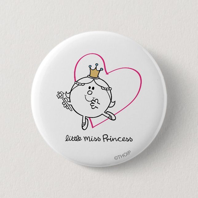 Simple Little Miss Princess | Pink Heart 6 Cm Round Badge (Front)