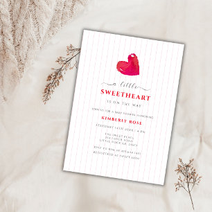 Simple Little Sweetheart Stripe Baby Shower Invitation