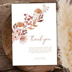 Simple Little Wildflower Boho   Fall Baby Shower Thank You Card