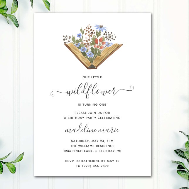 Simple Little Wildflower First Birthday Party Invitation (Creator Uploaded)