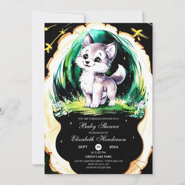 Simple Little Wolf Baby Shower Invitation (Front)