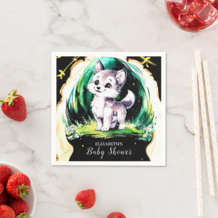 Simple Little Wolf Baby Shower Napkin