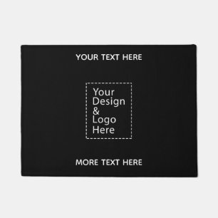 Simple Logo and DesignText Business Branding Black Doormat