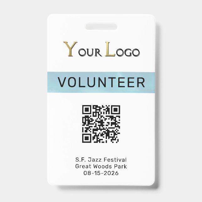 Simple Logo and QR Code Event  ID Badge (Front)