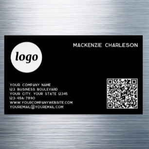 Simple Logo and QR Code Magnetic Business Card