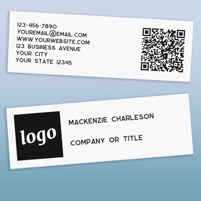 Simple Logo and QR Code Mini Business Card (Logo QR code and text custom mini business cards)