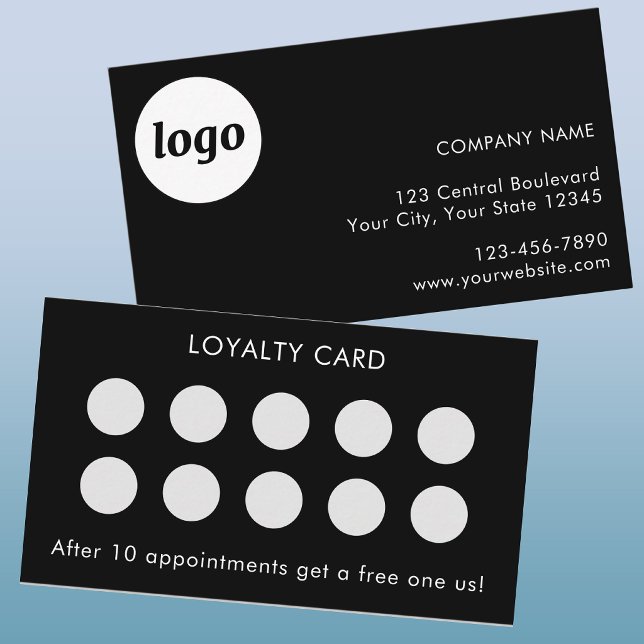 Simple Logo and Text Black Customer Loyalty Card (Creator Uploaded)