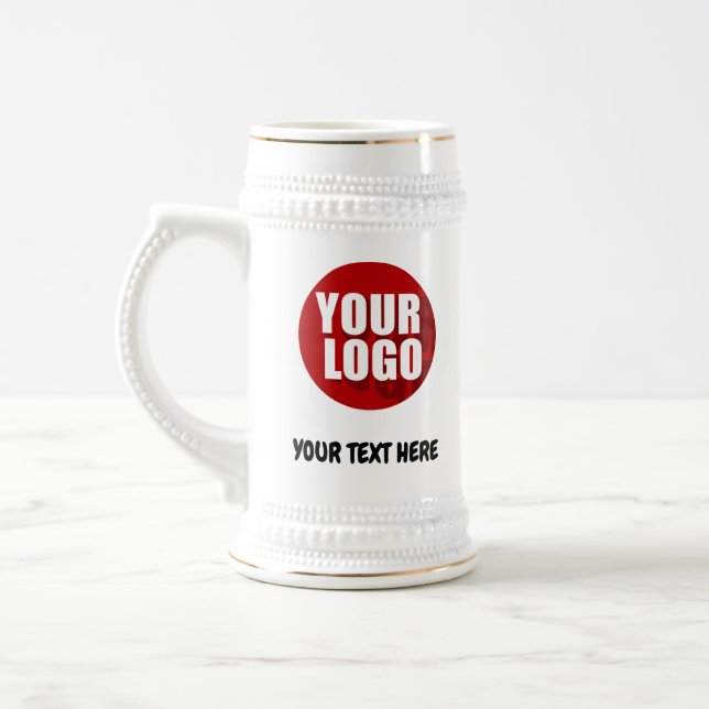 Simple Logo and Text Business Beer Stein Custom (Left)