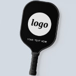 Simple Logo and Text Business Black Pickleball Paddle<br><div class="desc">Simple logo and custom text for your business.  Replace the logo and text with your own to customise.  Use them yourself,  give them to your employees and co-workers,  sell them to customers and clients or give them away as promotional material to inspire customer loyalty.</div>