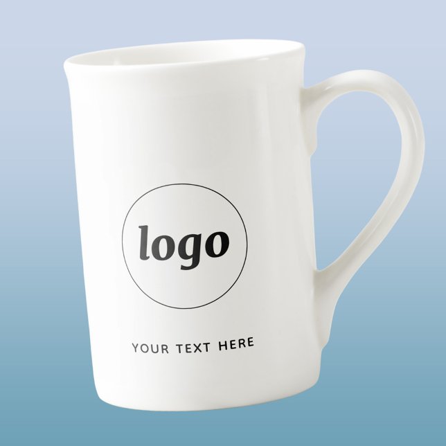 Simple Logo and Text Business Bone China Mug (Simple logo with custom text business branding promotional bone china mug)