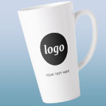 Simple Logo and Text Business Latte Mug<br><div class="desc">Simple logo and custom text for your business.  Replace the logo and text with your own to customise.  Use them yourself,  give them to your employees and co-workers,  sell them to customers and clients or give them away as promotional material to inspire customer loyalty.</div>