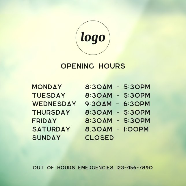 Simple Logo and Text Business Opening Hours (Sheet 3)