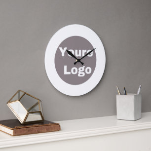 Simple Logo and Text Business  personallze Large Clock