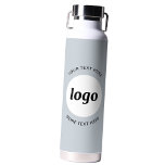 Simple Logo and Text Business Powder Blue Water Bottle<br><div class="desc">Simple logo and custom text design to foster brand loyalty and promote your small business.  Replace the logo with your own,  and change or delete the top and lower text to customise.  Perfect for promotional purposes and to give to employees,  customers and clients.</div>
