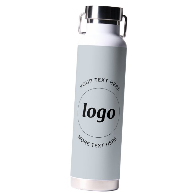 Simple Logo and Text Business Powder Blue Water Bottle (Logo with custom text business promotional powder blue water bottle)