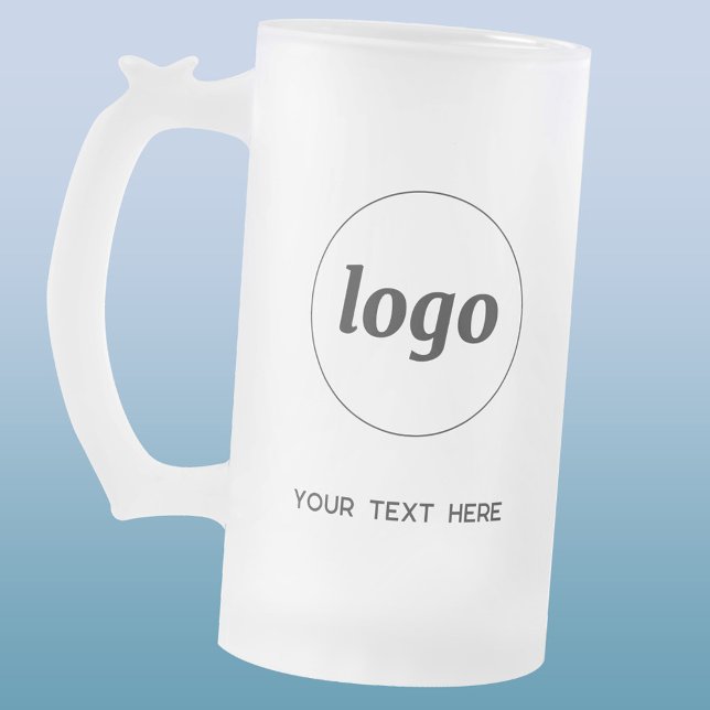 Simple Logo and Text Business Promotional Frosted Glass Beer Mug (Logo with custom text business promotional frosted beer mug)