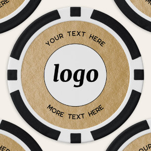 Simple Logo and Text Business Promotional Gold Poker Chips