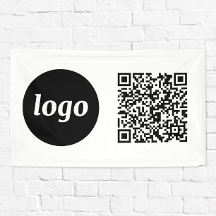Simple Logo and Text Business QR Code Banner