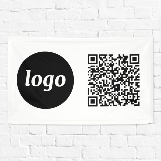 Simple Logo and Text Business QR Code Banner (Logo  with QR code business promotional banner)
