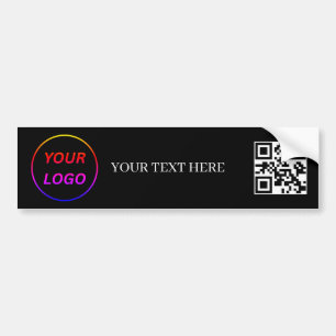 Simple Logo and Text Business QR Code Promotional Bumper Sticker
