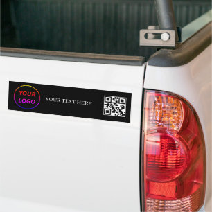 Simple Logo and Text Business QR Code Promotional Bumper Sticker