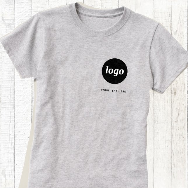 Simple Logo and Text Business T-Shirt (Logo with custom text business branding promotional t-shirt)