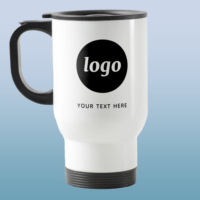Simple Logo and Text Business Travel Mug (Logo with custom text business promotional travel mug)