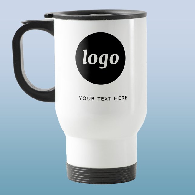 Simple Logo and Text Business Travel Mug (Logo custom text business promotional travel mug)