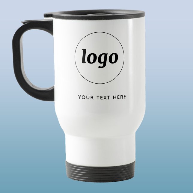 Simple Logo and Text Business Travel Mug (Logo custom text business promotional travel mug)