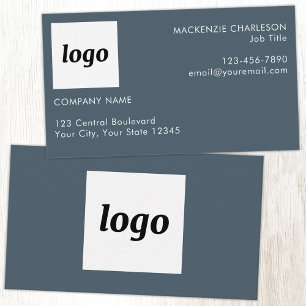 Simple Logo and Text Charcoal Gray Business Card