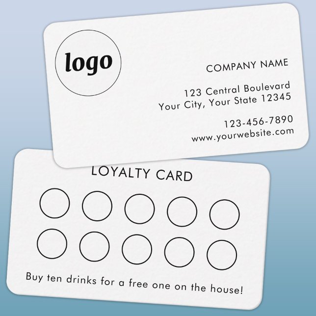 Simple Logo and Text Customer Loyalty Card (Simple logo with custom text business branding promotional customer loyalty card)