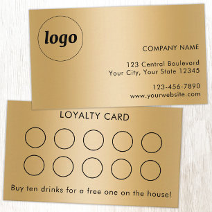 Simple Logo and Text Customer Loyalty Card Gold