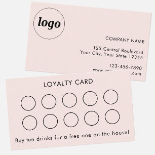 Simple Logo and Text Customer Loyalty Card Pink