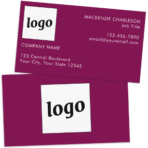 Simple Logo and Text Dark Cherry Magenta Pink Business Card
