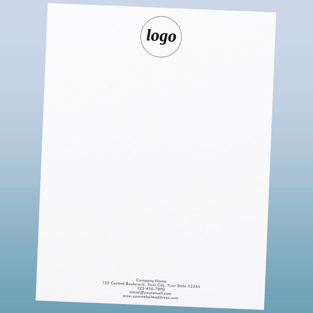 Simple Logo and Text Professional Letterhead (Logo and custom text promotional business letterhead paper)